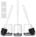 Lefree 3 Pack Silicone Toilet Brush,Rubber Toilet Bowl Brush and Holder Set with Ventilated Holder, Toilet Cleaner Brush for Bathroom,Floor Standing & Wall Mounted Toilet Scrubber Without Drilling