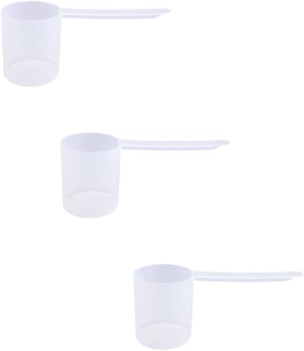 80cc Long Handle Measuring Scoop (1/3 Cup / 2.7 oz / 80mL) - Heavy-Duty Plastic Spoon for Powders, Protein, Coffee, and Baking, 3-Pack
