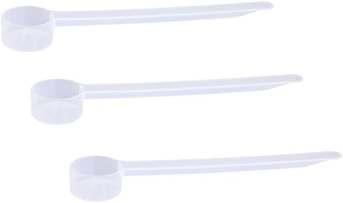 5cc Long Handle Measuring Scoop (1 Teaspoon / 5mL) - Heavy-Duty Plastic Spoon for Powders, Pre-Workout, Supplements, and Spices, 3-Pack