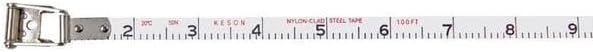 Keson NRS10100H Nylon-Reinforced Steel Blade Tape Measure, Speed Rewind (Graduations: 1/10, 1/100), 100-Foot