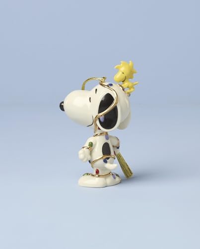 Lenox Snoopy Tangled in Lights Ornament