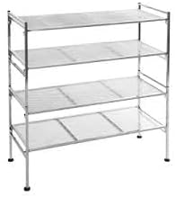 2-Tier Steel Mesh Shoe Rack with Horsehair Shoe Brush Bundle | Assembled Dimensions: 26.25" W x 11.75" D x 15.75" H (each), Steel frame construction for extra stability and versatility