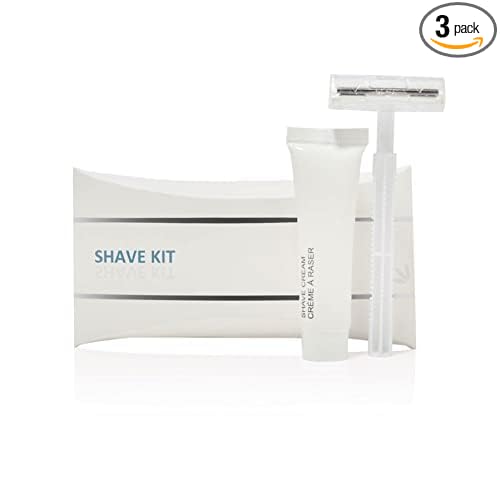 World Amenities Shave Kit - Hotel Amenities Includes Twin Blade Razor and Moisturizing Shave Cream - Homeless Care Kit
