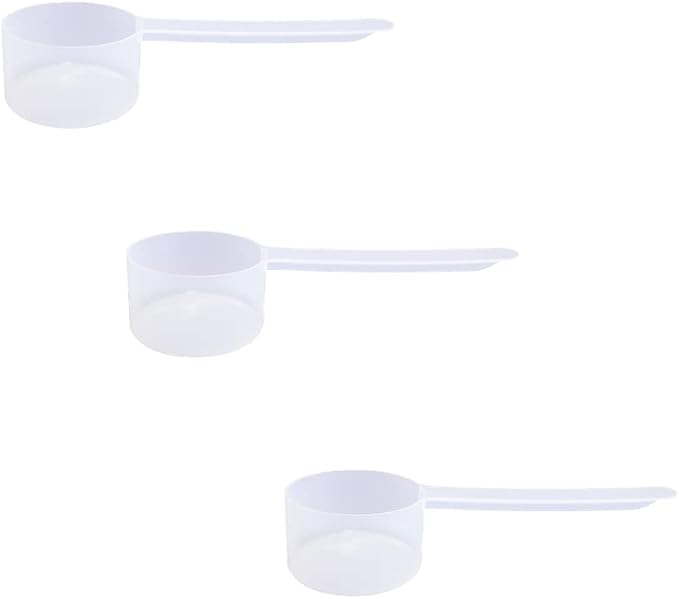 43cc Long Handle Measuring Scoop (1.5 oz / 43mL) - Heavy-Duty Plastic Spoon for Powders, Protein, Coffee, and Baking, 3-Pack