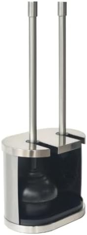 Metal Toilet Bowl Brush and Plunger Set, Brushed Nickel Bathroom Cleaning Kit, 2-in-1 Space Saving Holder, Rust Resistant Durable Toilet Brush Set with Hidden Storage Caddy