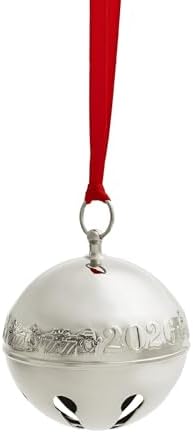 Wallace 2026 Silver-Plated Sleigh Bell Ornament 56th Edition - Penguins and Presents Annual Collectible Holiday Bell with Gift Box