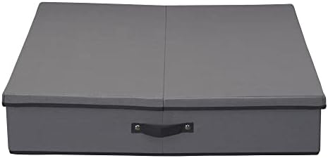 Household Essentials Wreath Storage Container Box with Handles, Sturdy Fabric‑Covered Sides for 30‑Inch Wreath, Gray with Charcoal Trim