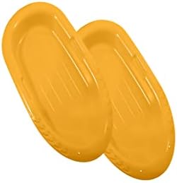 Superio Toboggan Snow Sleds for Kids and Adults, 2 Pack Heavy Duty Plastic Sliders with Handles and Hole for Pull Ropes- Kid and Adult Winter Fun
