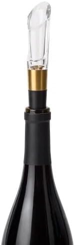 RBT 5-Piece Electric Wine Set with Automatic Corkscrew, Aerator, Foil Cutter, Vacuum Preserver, Charging Base, Black and Gold