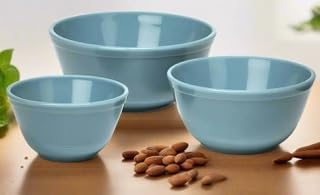 Mixing Nesting Bowls - Set of 3 - American Made - Mosser Glass USA (Georgia Blue)
