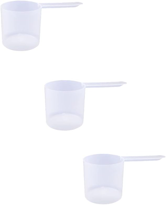 118.4cc Long Handle Measuring Scoop (1/2 Cup / 4 oz / 118.4mL) - Heavy-Duty Plastic Spoon for Powders, Protein, Coffee, and Baking, 3-Pack