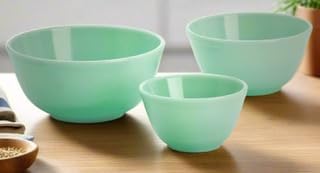 Mixing Nesting Bowls - Set of 3 - American Made - Mosser Glass USA (Jade)