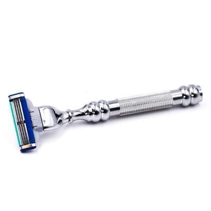 Parker 43M Mach3 Compatible Razor, Chrome All-Metal Brass Frame | All-Metal Chrome Razor With Brass Frame And Textured Grip; Accepts Gillette Mach3 Refills And Includes One Cartridge