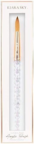 Kiara Sky Kolinsky Acrylic Nail Brush #10 – Pure Kolinsky Sable Hair, Iridescent Crystal Handle, Acetone Resistant, for Acrylic Application, Extensions & 3D Nail Art