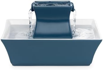 PetSafe Cat and Dog Water Fountain - Automatic Water Dispenser - Drinkwell Pagoda Ceramic Fountain for Pets - Filter Included - Blue - 70 oz, Model:PWW00-14898