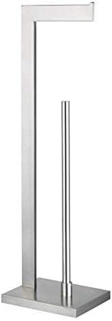 GERZWY Toilet Paper Holder Free Standing with Reserve, SUS 304 Stainless Steel Lavatory Tissue Roll Holder Floor Stand Storage Brushed Finish DZY004-LS