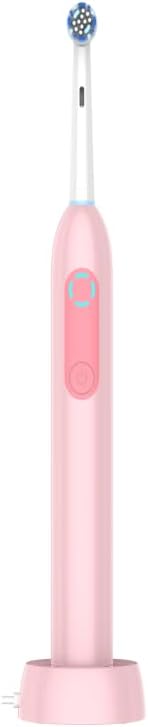 COSLUS C60 Rechargeable Rotating Electric Toothbrush for Adults Deep Clean | Portable Spinning Tooth brush with Travel Case, Cordless Charging & Long Battery Life, Smart Pressure Sensor, Family, Pink