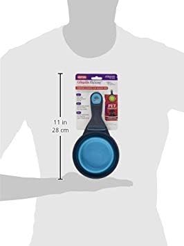 Dexas Popware for Pets Collapsible Klip Scoop, 3-in-1 Pet Food Scoop, Measuring Cup and Bag Clip, 2 Cup Capacity, Blue