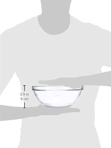 Duralex Gigogne Glass Stackable Mixing Bowls/Prep Bowls Set of 6, Clear. 2½ qt. / 9"
