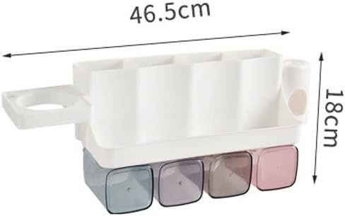 Toothbrush Rack Wall Mounted Toothbrush Holder with Mouthwash Cup for Storage Rack Bathroom Accessory Rack with Toothpaste Squeezer Kit Bathroom Toothbrush Holder(B)