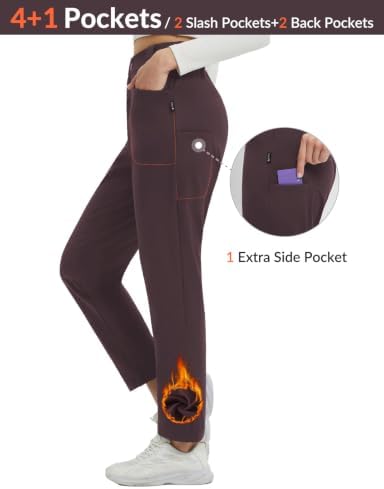 baleaf Womens Fleece Lined Pants with 5 Pockets Thermal Cold Gear