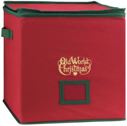 Old World Christmas Ornament Storage Box, Sturdy Holiday Organizer with Adjustable Trays for Collectible Decorations