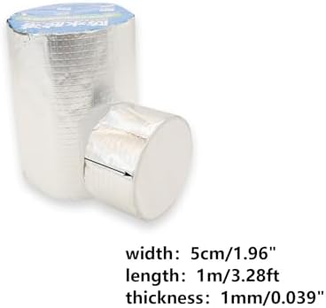 Butyl Tape Waterproof Tape, Aluminum Foil Duct Sealing Tape for RV Repair,Window,Silicone,Boat and Pipe Sealing,Glass & EDPM Rubber Roof Patching,Silver(5cm*1m/1.96"*3.28ft-1mm Thick)