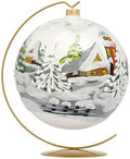 Hand Blown Glass Christmas Ornaments Ball, First Snow White 8 in + Stand