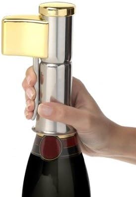 Champagne Bottle Opener. Open your bottles with this One-hand corkscrew. Elegant, original and easy to use. Stainless steel with golden details. (Model Gold)