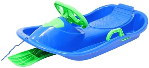 Extra Thick Ski Board Sled with Steering Wheel Brakes for Adults