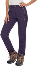 MAGCOMSEN Women's Fleece Lined Waterproof Insulated Snow Ski Pants Winter Warm Hiking Pants Outdoor Softshell