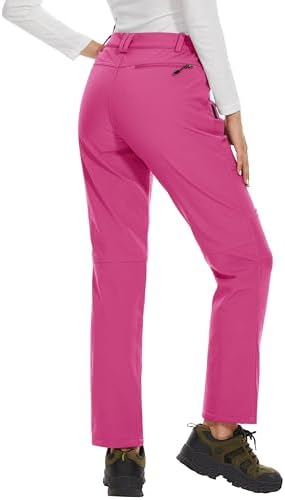 MAGCOMSEN Women's Fleece Lined Waterproof Insulated Snow Ski Pants Winter Warm Hiking Pants Outdoor Softshell