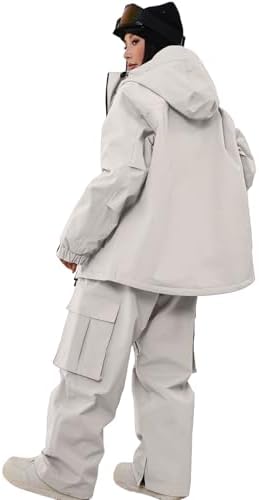 Women's Baggy Snow Snowboard Pants Loose Fit Cargo Ski Pants Bibs Insulated