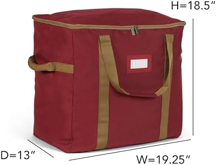 Covermates Adjustable Ornament Storage Bag, 19.25" W x 13" D x 18.5" H, Red