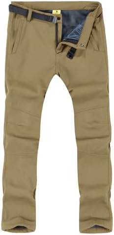 TBMPOY Men's Snow Ski Hiking Pants Waterproof Winter Fleece Lined Pants Camping Skiing Ice Fishing Pants with Belt