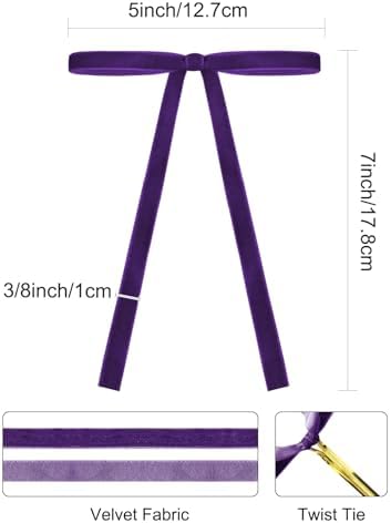 SIMISI RIBBON 24Pcs Halloween Velvet Ribbon Bows Decorations for Tree
