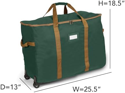 Covermates Rolling Adjustable Ornament Storage Bag, 25.5"W x 13"D x 18.5"H