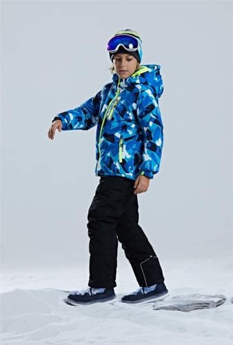 WOWULOVELY Big Boy's 2-Piece Colorblock Snow Pants and Jacket Snowsuit Ski Suit