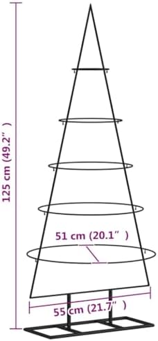 Metal Christmas Tree, Modern DIY Holiday Decor, Black, 49.21 in
