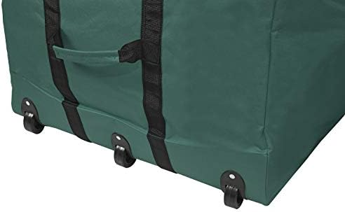 ProPik Rolling Christmas Tree Storage Bag, Fits Up to 9 Foot Tall Disassembled Trees, 25" X 25" X 60", Extra Large Heavy Duty Xmas Container with Wheels, Handles and Straps (Green)