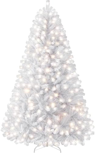 Yaheetech 7.5ft Pre-lit Christmas Tree with 550 Warm White Lights, White