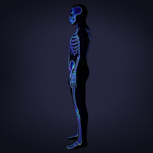 Uisozsfeb Men's Skeleton Costume Glow in Dark Jumpsuit Light Up Bodysuit