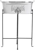 Let's Make Memories Personalized Beverage Tub - Halloween Party - Halloween Decorations - Galvanized Metal Drink Tub - Trick or Treat Candy Bowl w/Stand - 5.5 Gallons - Happy Halloween