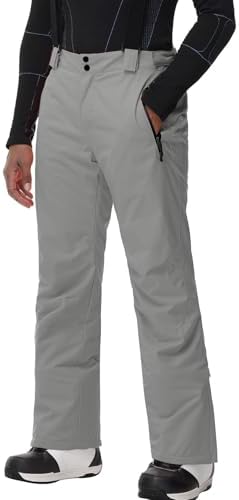 Men's Insulated Snow Pants Waterproof Ski Pant for Winter Hiking Bottom Leg Zipper Outdoor Pants Zipper Pockets
