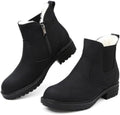 Womens Chelsea Boots Fur Lined Winter Ankle Boots Side Zip Round Toe