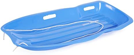 Slippery Racer Downhill Xtreme Flexible Adults and Kids Plastic Toboggan Snow Sled for Up to 2 Riders with Pull Rope, (2 Pack) (Blue/Blue)