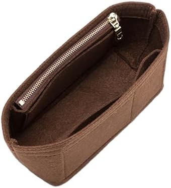 Doxo Small Purse Organizer Insert for Handbags, Felt Neverfull BB Organizer Insert,Mini Tote Bag Organizer with Zipper Pocket, Fit Neverfull BB Longchamp Xtra Energy S and More, Brown-XS