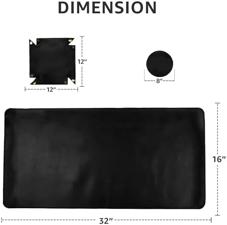 LEATHER VILLAGE Real Leather Desk Pad 3mm Thick Double Layer Desk Mat Black.