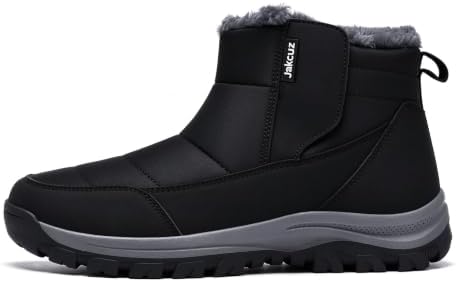 Jakcuz Plus Size Men's Water Resistant Winter Snow Boots with Warm Faux Fur