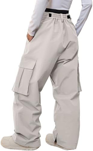 Women's Baggy Snow Snowboard Pants Loose Fit Cargo Ski Pants Bibs Insulated